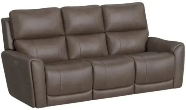 Flexsteel® Carter Brown Power Reclining Sofa with Console and Power Headrests and Lumbar