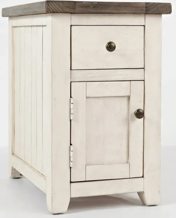 Jofran Inc. Madison County Barnwood Chairside Table with Vintage White Base