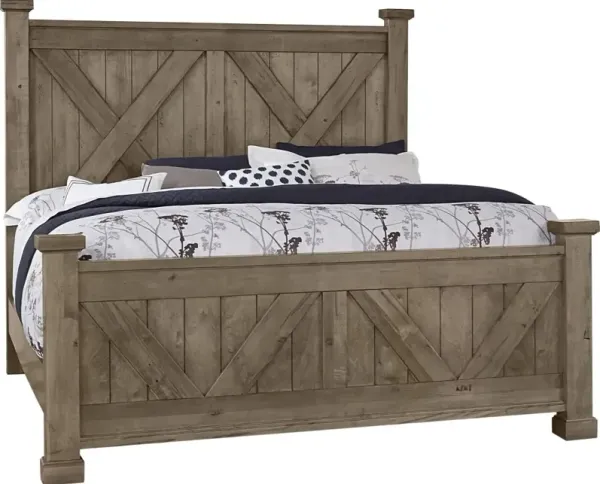 Artisan & Post by Vaughan-Bassett Cool Rustic Stone Gray Queen Panel X Bed