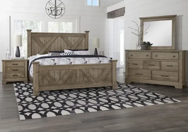 Artisan & Post by Vaughan-Bassett Cool Rustic Stone Gray King Panel X Bed