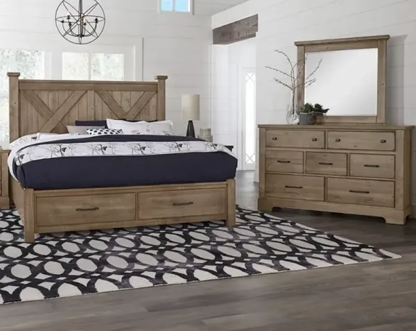 Vaughan-Bassett Cool Rustic 3-Piece Stone Gray Queen Bedroom Set
