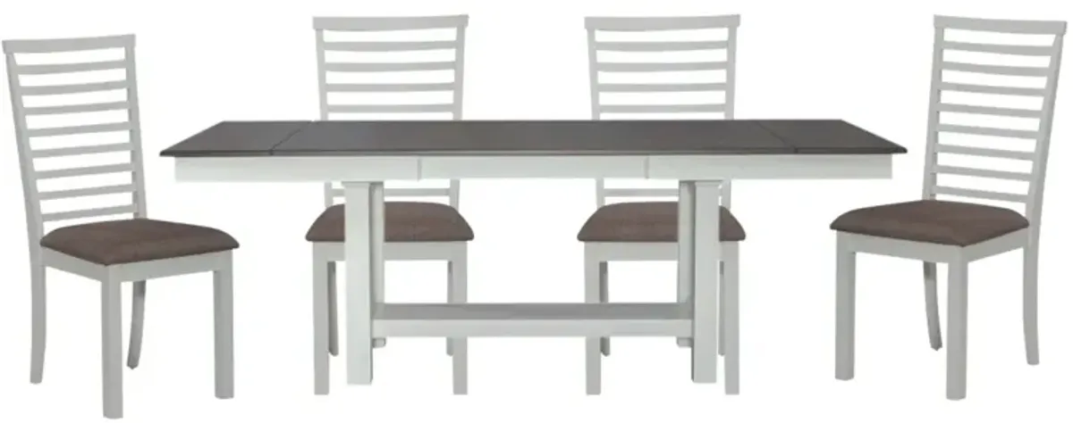 Liberty Furniture Brook Bay 5-Piece Carbon Gray/Textured White Trestle Dining Set