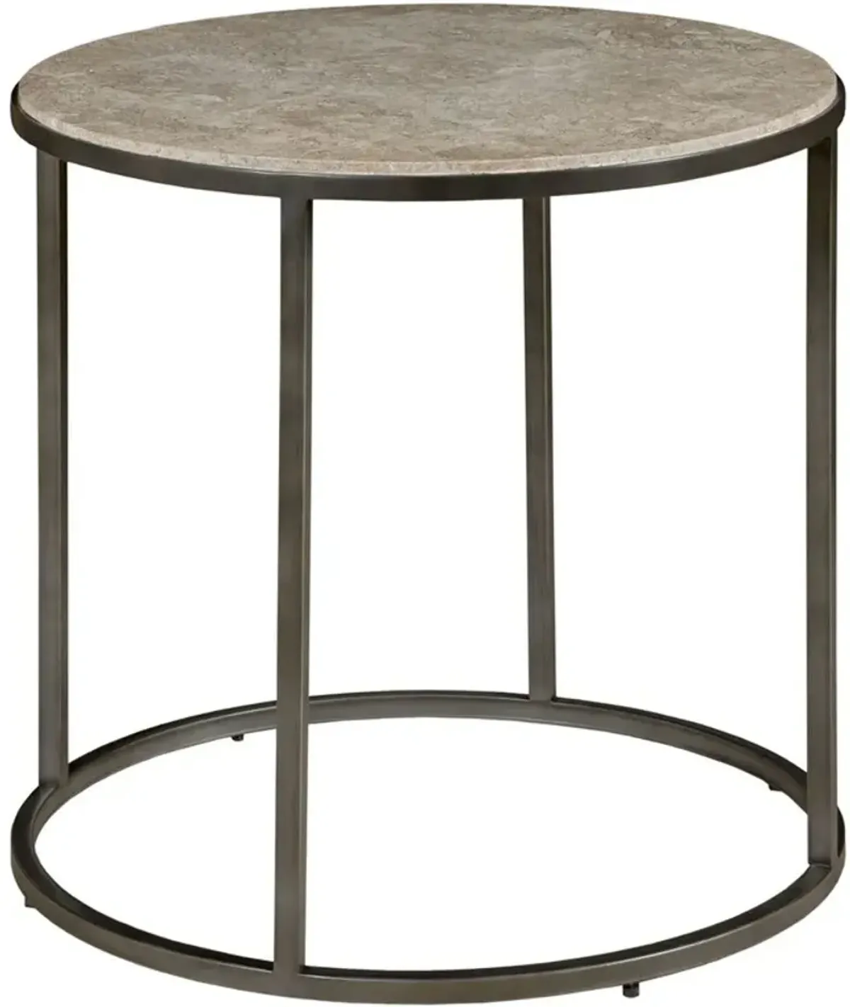 Hammary® Modern Basics Brown Marble Top Round End Table with Gunmetal Base
