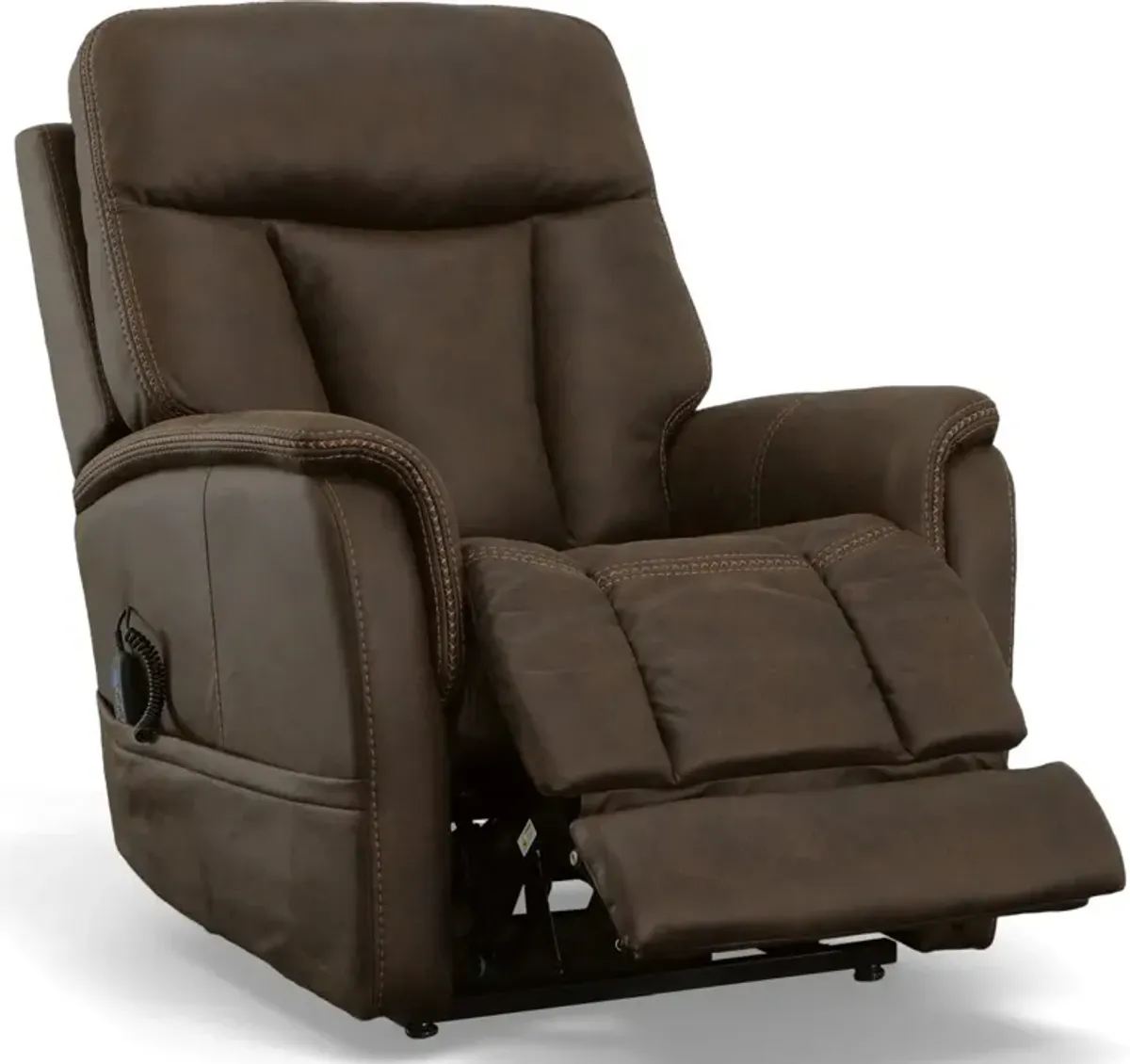 Flexsteel® Atlas Brown Power Lift Recliner with Power Headrest and Lumbar