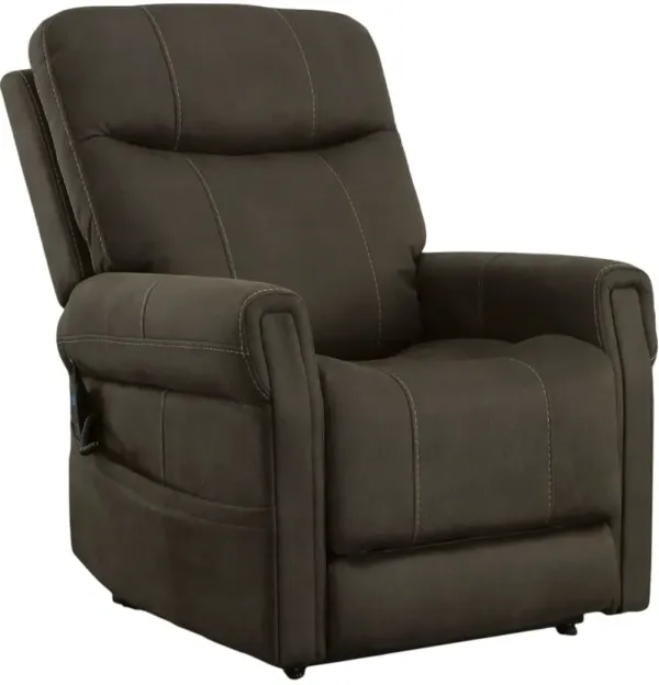 Flexsteel® Jenkins Bark Brown Power Lift Recliner with Power Headrest