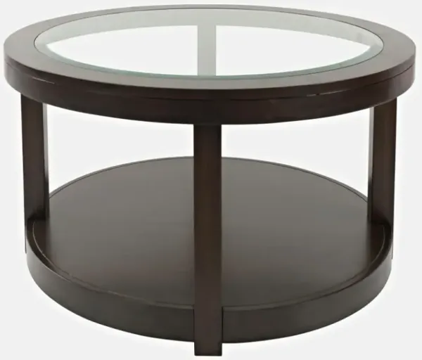 Jofran Inc. Urban Icon Merlot Round Cocktail Table with Glass Top Insert