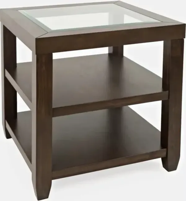 Jofran Inc. Urban Icon Merlot End Table with Glass Top Insert