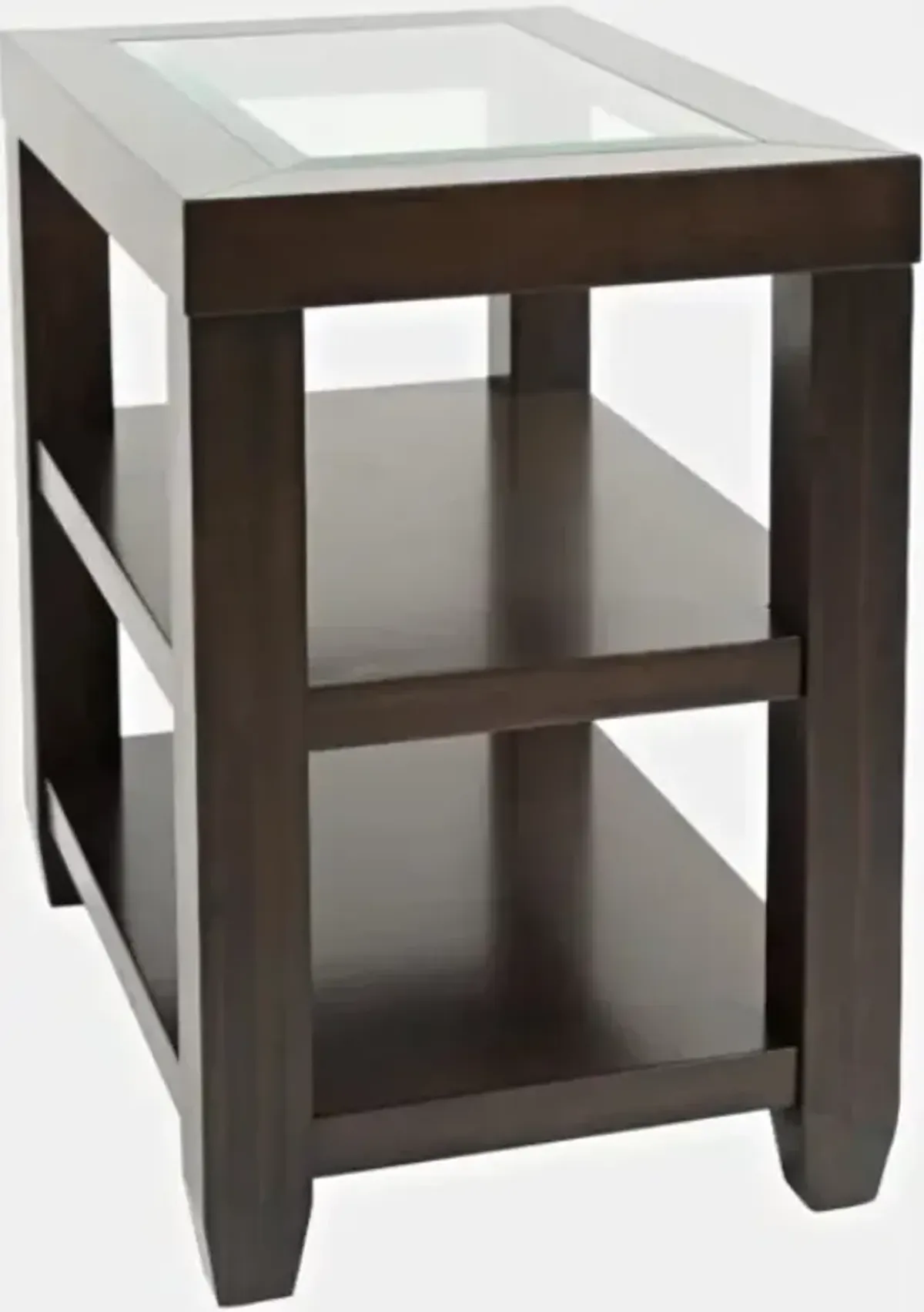 Jofran Inc. Urban Icon Merlot Chairside Table with Glass Top Insert