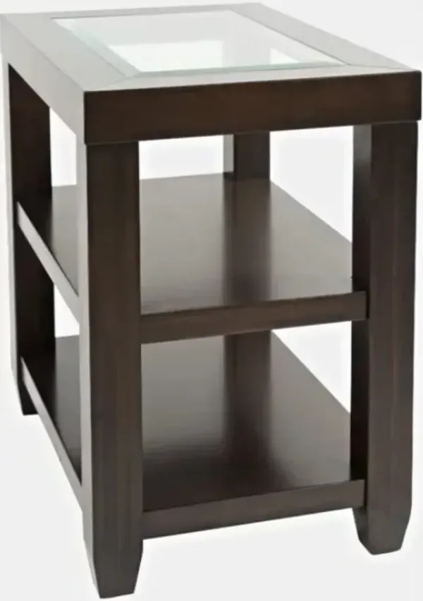 Jofran Inc. Urban Icon Merlot Chairside Table with Glass Top Insert