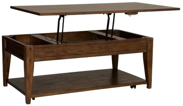 Liberty Furniture Lake House Rustic Brown Oak Lift Top Cocktail Table
