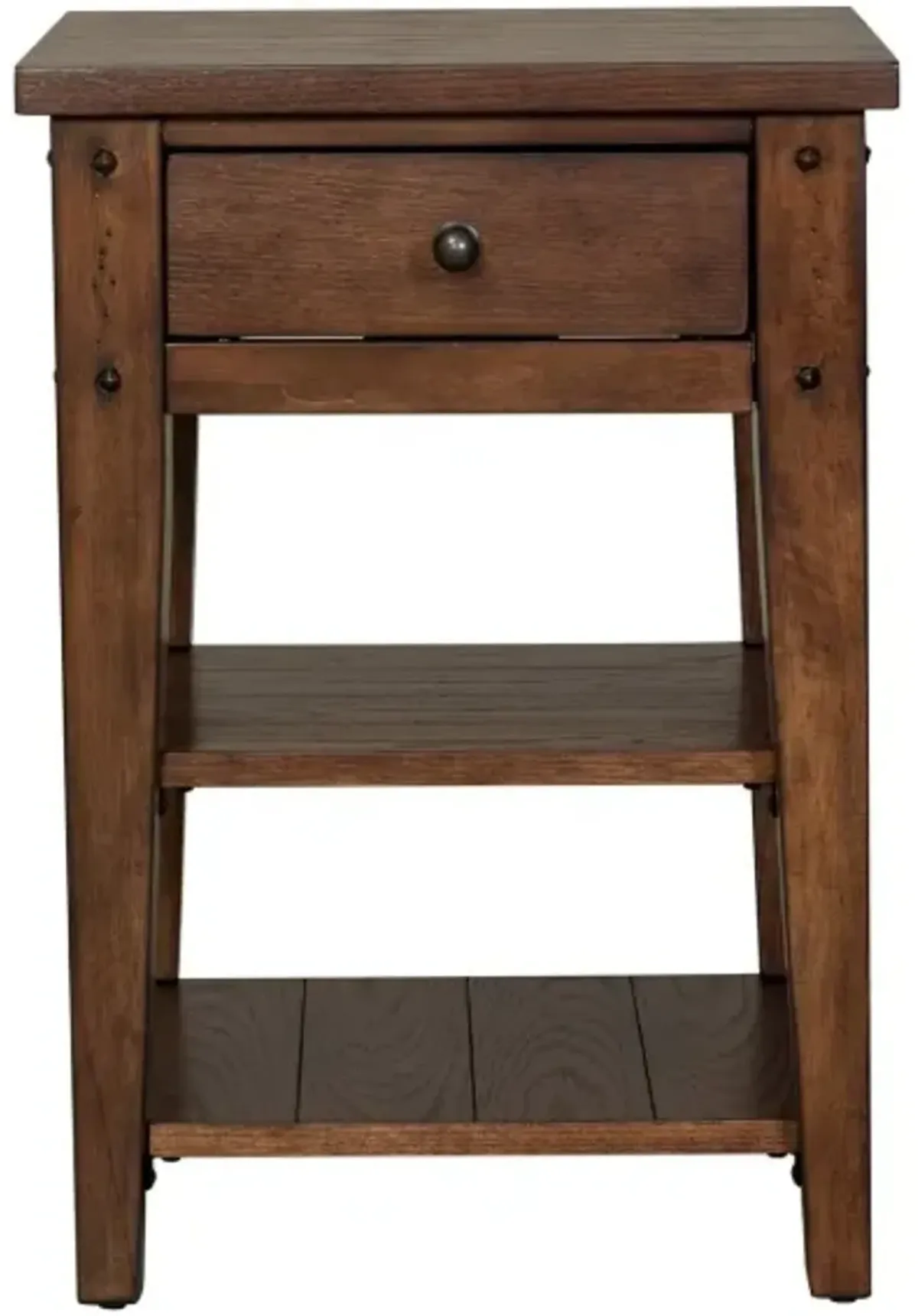 Liberty Furniture Lake House Rustic Brown Oak Chair Side Table