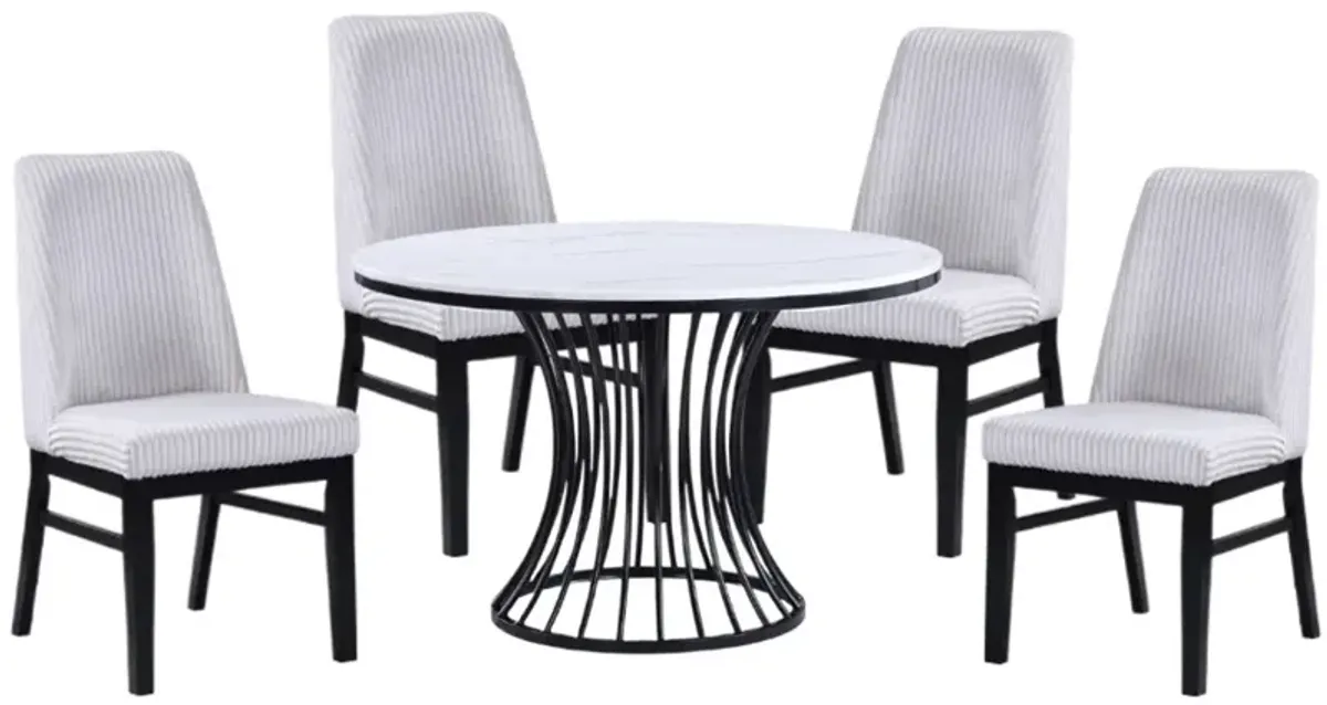 Crown Mark Hadley 5-Piece Matte Black/Warm White Dining Set