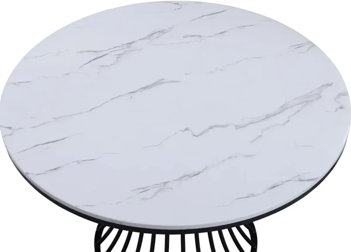 Crown Mark Hadley Black Faux Marble Round Table