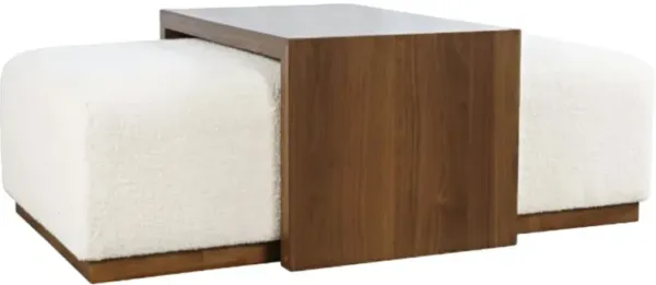 Jofran Inc. Hudson Brown/White Cocktail Ottoman with Casters