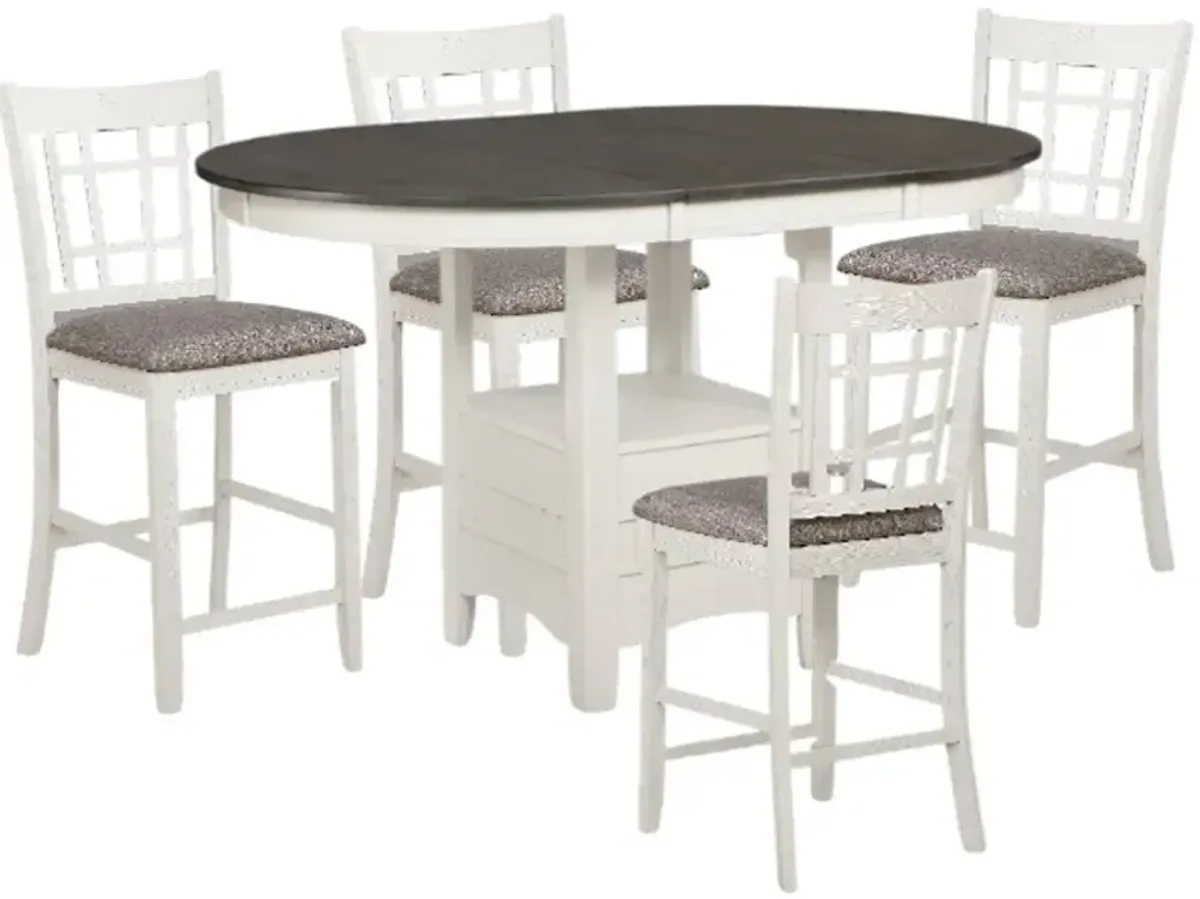 Crown Mark Hartwell 5-Piece Gray/White Counter Height Dining Set