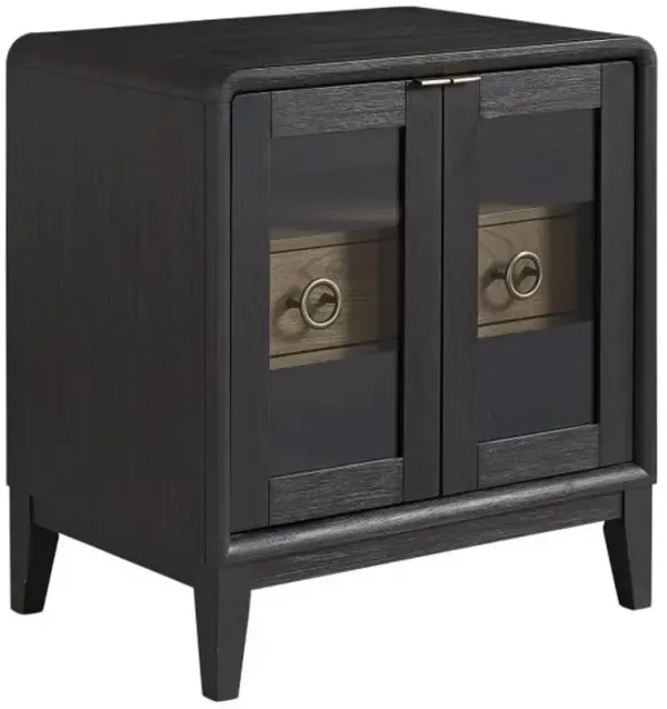 Bernards Elure Latte/Peppercorn Glass Door Nightstand