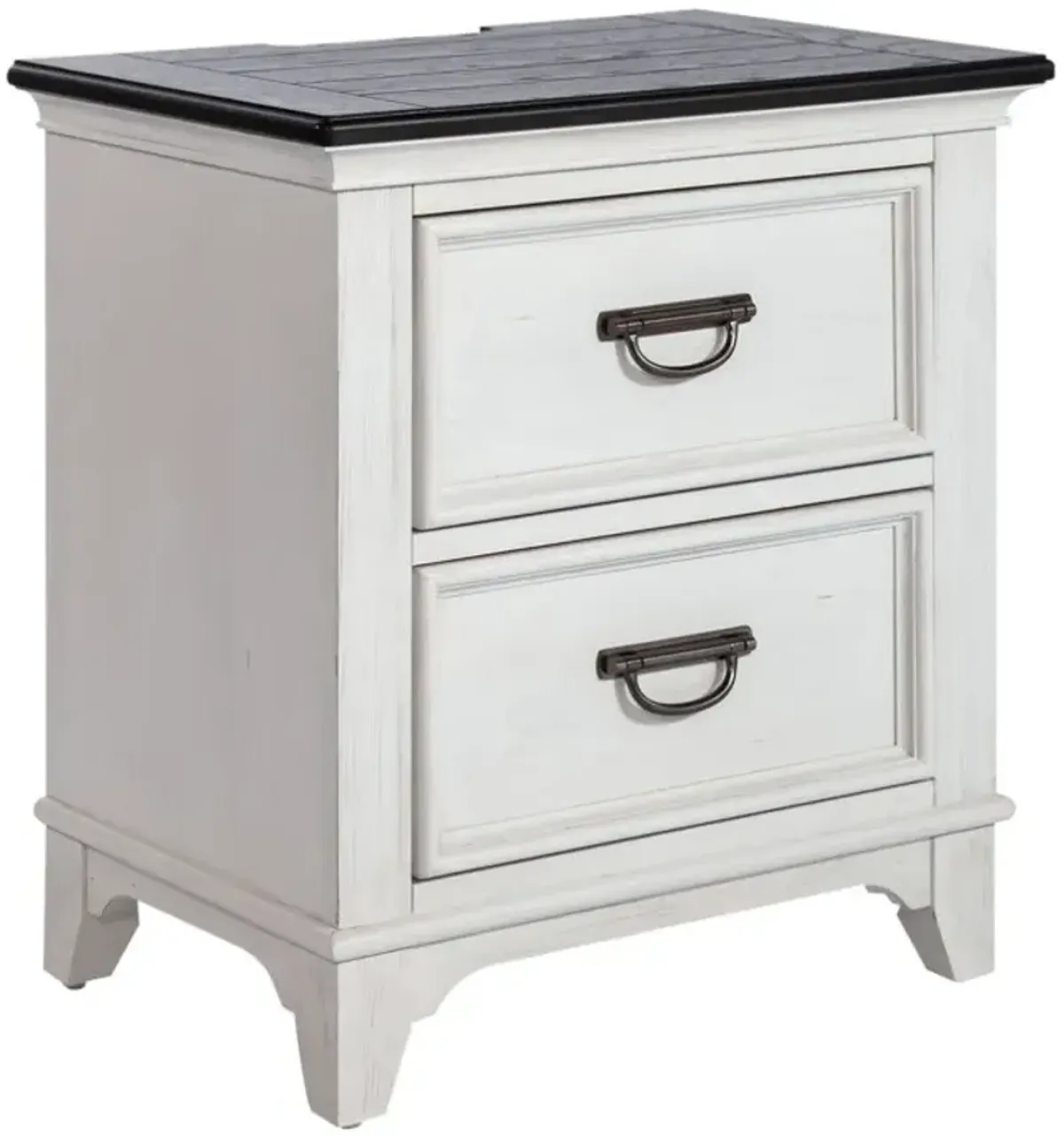 Liberty Furniture Allyson Park Charcoal/Wirebrushed White 2-Drawer Nightstand with Charging Station