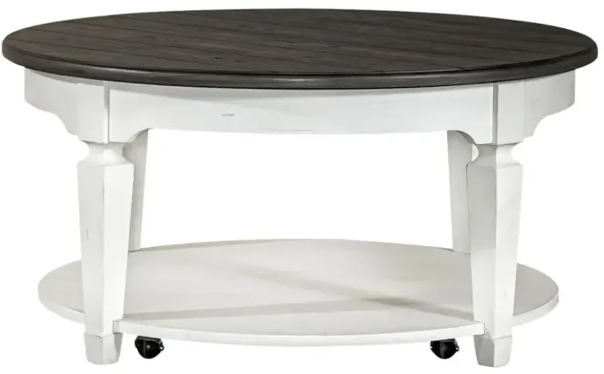 Liberty Furniture Allyson Park Charcoal Top Cocktail Table with Wirebrushed White Base