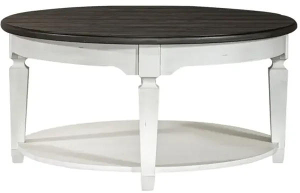 Liberty Furniture Allyson Park Charcoal Top Cocktail Table with Wirebrushed White Base
