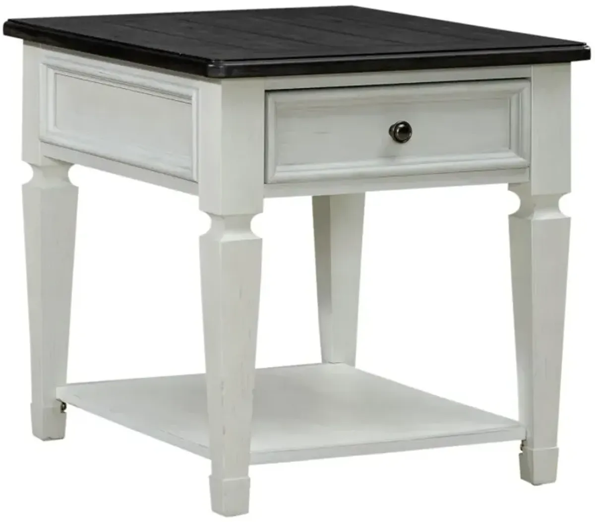 Liberty Furniture Allyson Park Charcoal Top End Table with Wire Brushed White Base