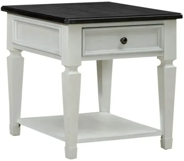 Liberty Furniture Allyson Park Charcoal Top End Table with Wire Brushed White Base