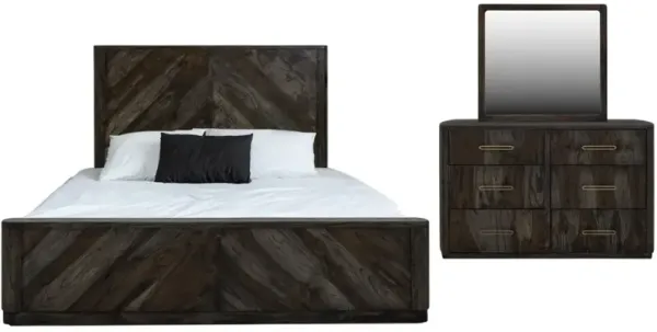 International Furniture Direct Balam 3-Piece Black Queen Bedroom Set