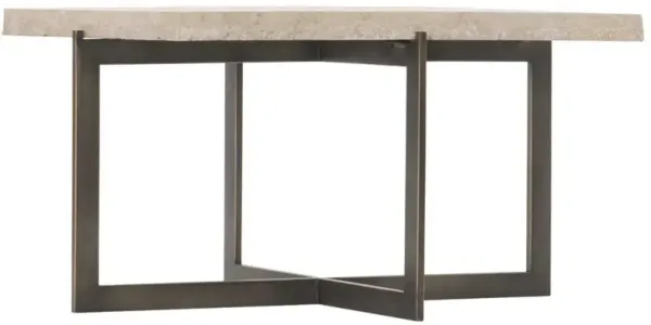 Bernhardt Hathaway White Cocktail Table with Oil-Rubbed Bronze Base