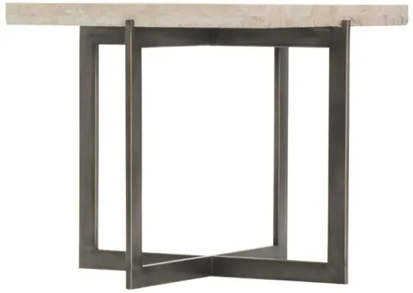 Bernhardt Hathaway White Square Cocktail Table with Oil-Rubbed Bronze Base