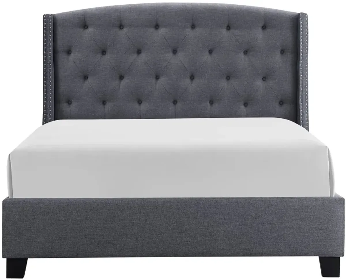 Crown Mark Eva Gray Queen Upholstered Panel Bed