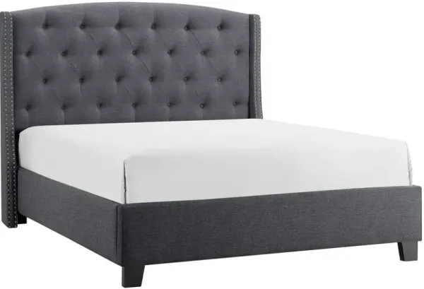Crown Mark Eva Gray Queen Upholstered Panel Bed