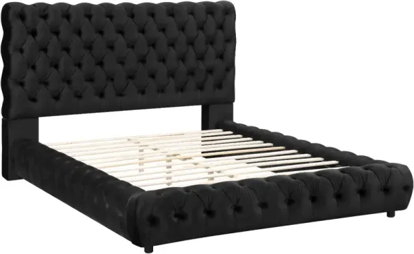 Crown Mark Flory Black Upholstered King Panel Bed