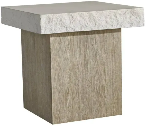 Bernhardt Beauclair Vintage Crema Side Table with Flaxen Base