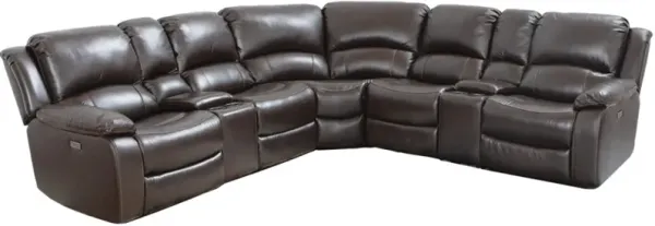 Cheers by Man Wah 7-Piece Madras Espresso Power Reclining Sectional