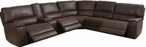 Cheers by Man Wah 6-Piece Cowboy Dark Brown Power Reclining Sectional