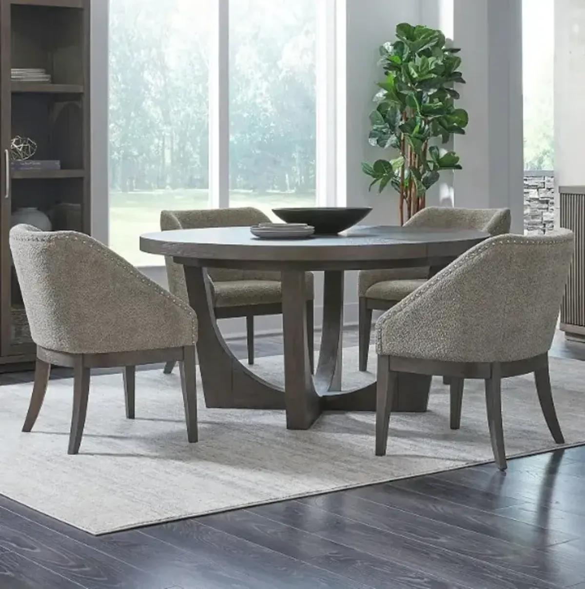Liberty Furniture Cascade Falls 5-Piece Gray Mist/Satin Espresso Pedestal Dining Set