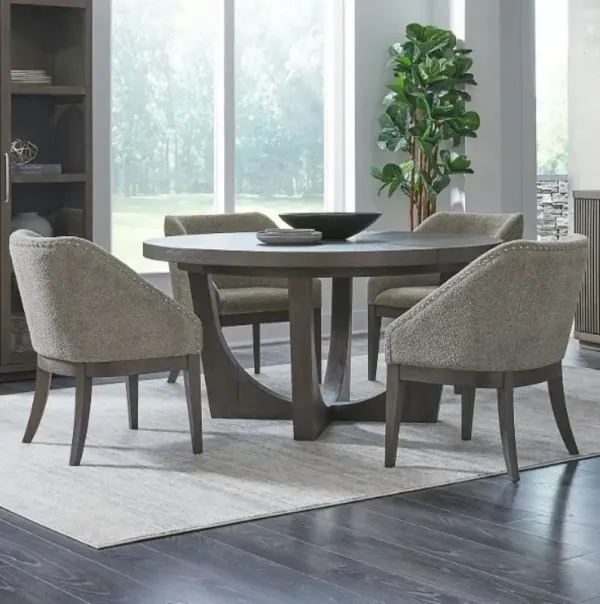 Liberty Furniture Cascade Falls 5-Piece Gray Mist/Satin Espresso Pedestal Dining Set