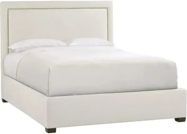 Bernhardt Morgan Beige/Espresso Upholstered King Panel Bed