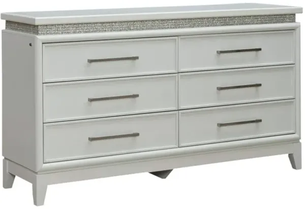 Liberty Furniture Reflections Pearl White Dresser with Rhinestone Accents