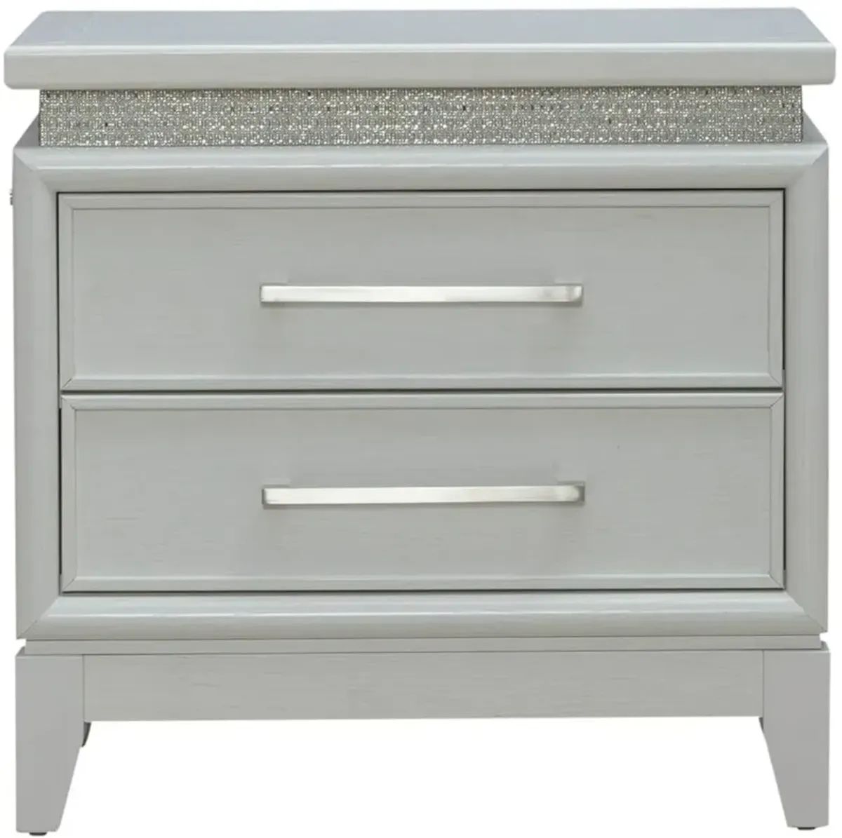 Liberty Furniture Reflections Pearl White Nightstand with Rhinestone Accents