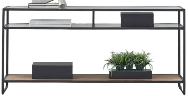 Liberty Furniture Bedford Clear Sofa Table with Black Base