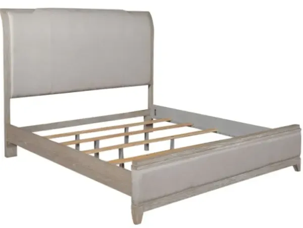 Liberty Furniture Belmar Silver Champagne/Washed Taupe King Upholstered Sleigh Bed