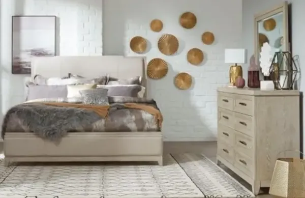 Liberty Furniture Belmar 3-Piece Silver Champagne/Washed Taupe King Bedroom Set