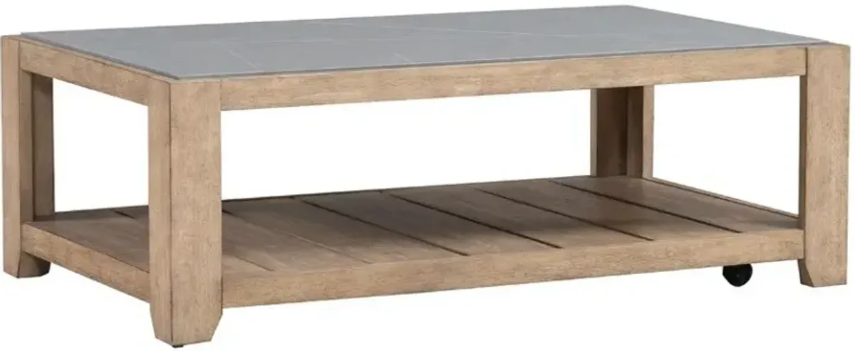 Liberty Furniture Millstone Gray Cocktail Table with Brown Base