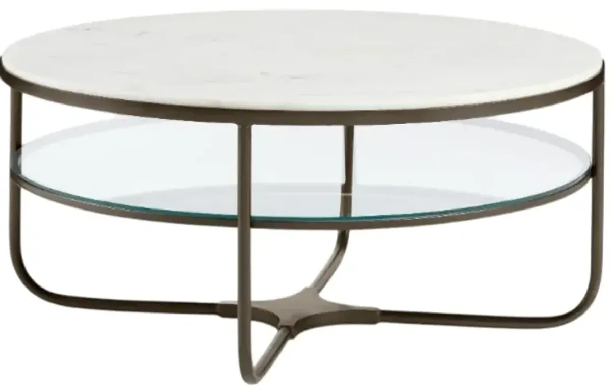 CTH Sherrill Occasional® Nash White Cocktail Table with Aged Bronze Base