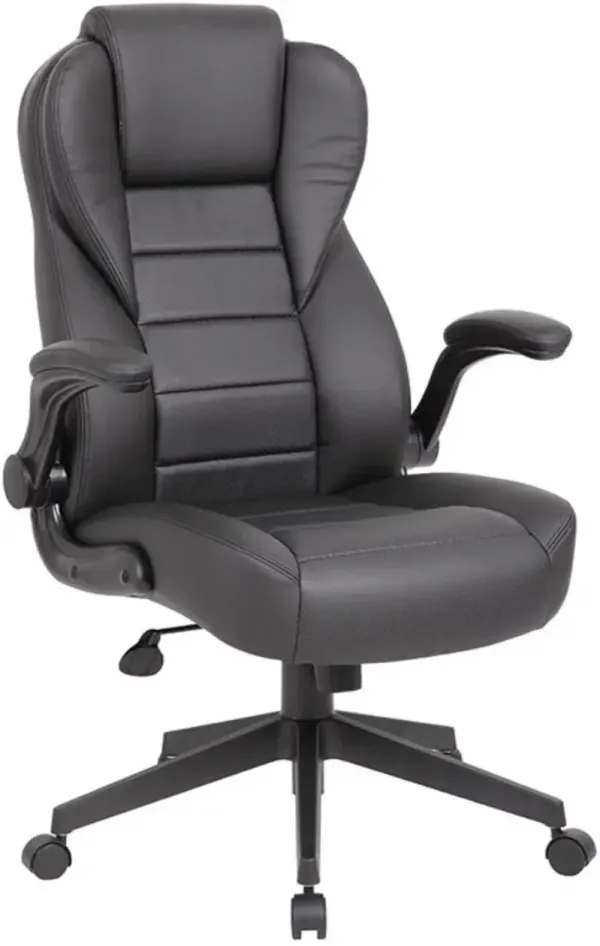 Presidential Seating Boss Black Executive High Back Flip Arm Chair