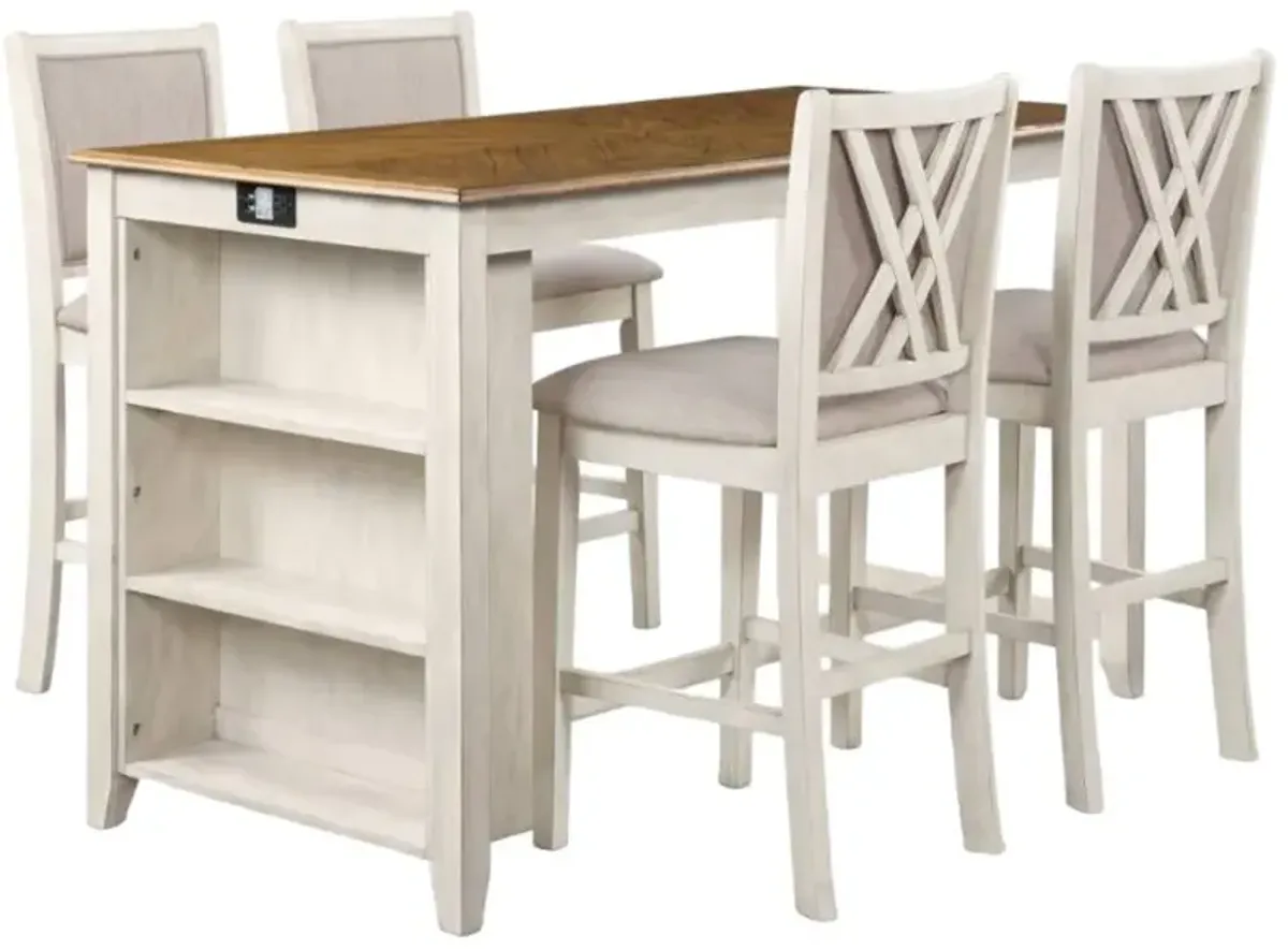 New Classic® Home Furnishings Amy 5-Piece Bisque/Brown Counter Height Dining Set