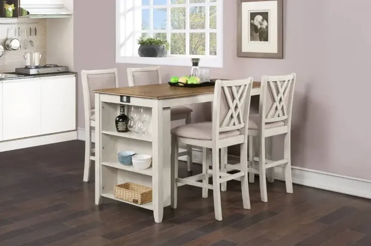 New Classic® Home Furnishings Amy 5-Piece Bisque/Brown Counter Height Dining Set