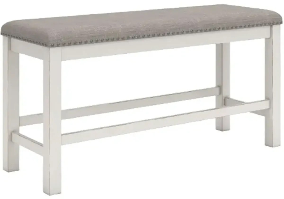 Signature Design by Ashley® Robbinsdale Antique White/Gray Upholstered Counter Bench