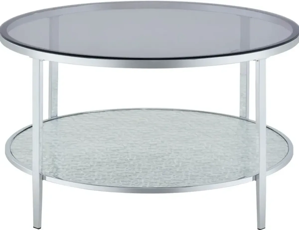 Steve Silver Co. Frostine Smoky Glass Top Cocktail Table with Chrome Base