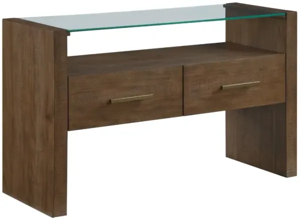 Steve Silver Co. Garland Clear Glass Top Sofa Table with Toffee Base